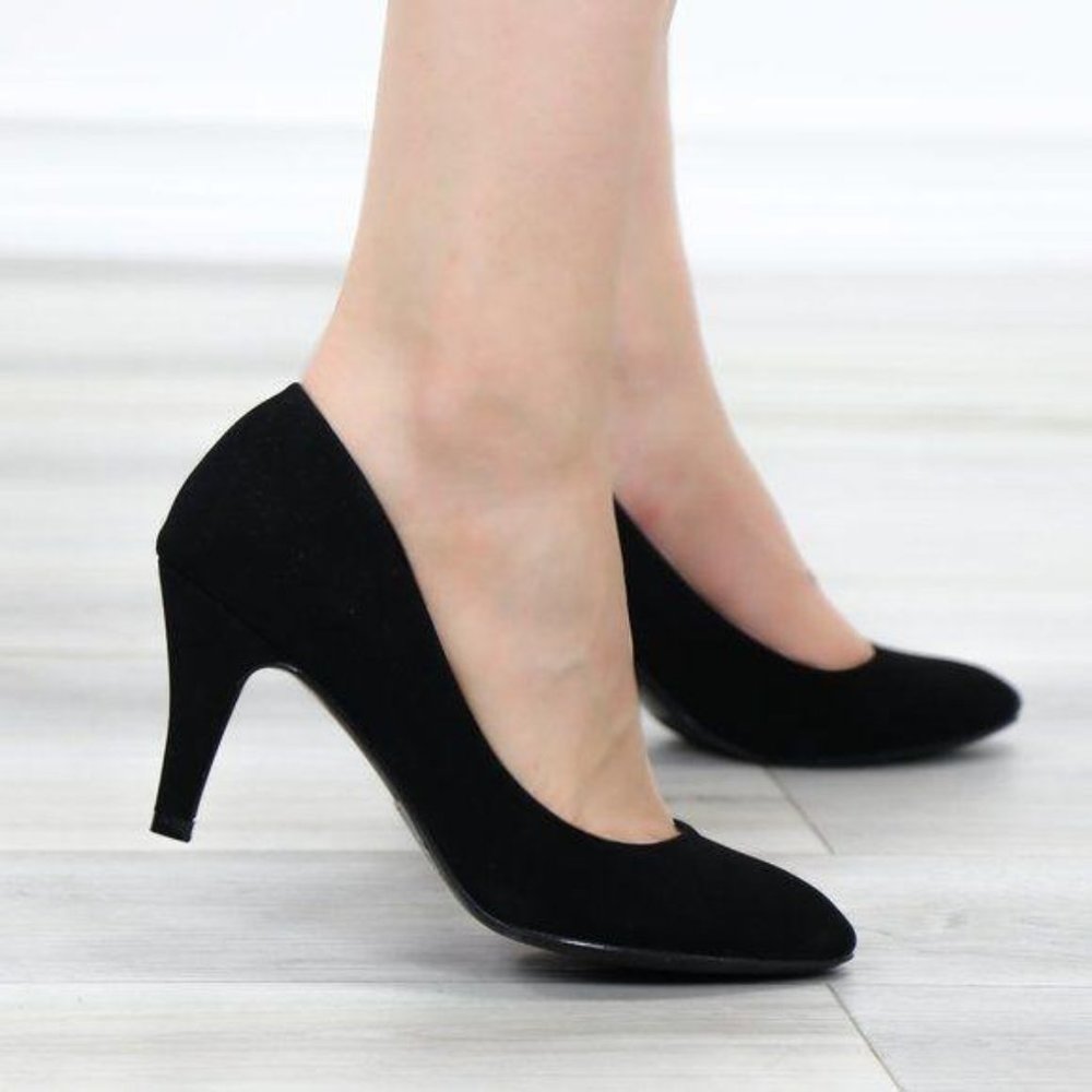 Closed Toe Low Mid Heel Dress Velvet Pump - Picture 7 of 16
